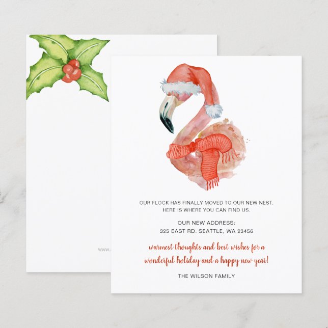 Papier Budget Père Noël Flamant rose Nous avons déménagé  (Devant / Derrière)