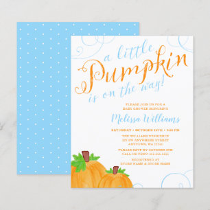 Papier Budget Petit Citrouille Automne Bleu Baby shower g