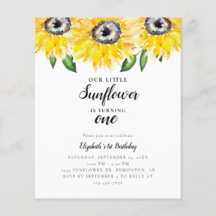 Papier Budget Petite tournesol premier anniversaire un él