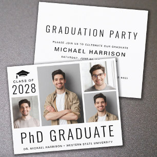 Papier Budget PhD Photo Graduation Party Invitation