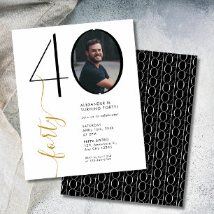 Papier Budget Photo Anniversaire 40 ans Noir Blanc Or 