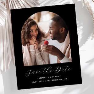 Papier Budget Photo Arche de mariage noir Script Save the
