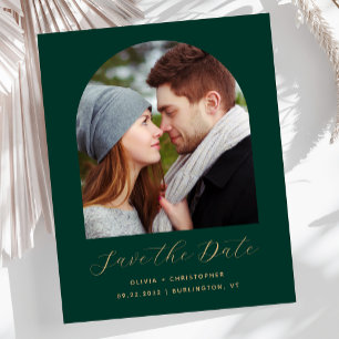 Papier Budget Photo Arche Émeraude Vert Or Save the Date