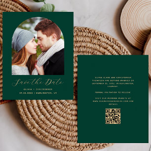 Papier Budget Photo Arche QR Vert Émeraude Save the Date