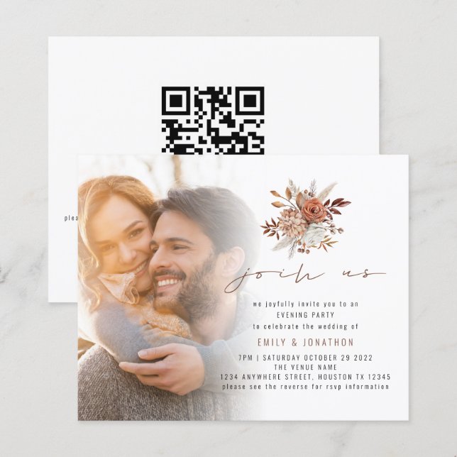 Papier Budget Photo Automne Florals Soirée Mariage Invita (Devant / Derrière)