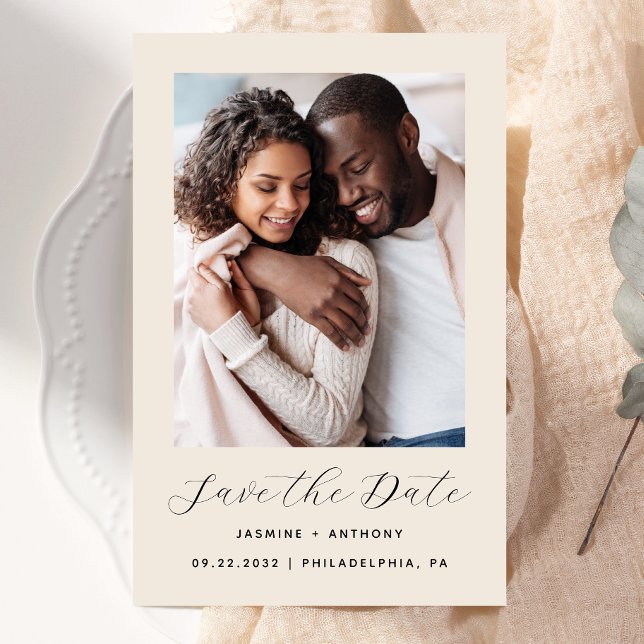 Papier Budget Photo Beige Enregistrer la Date (Créateur téléchargé)