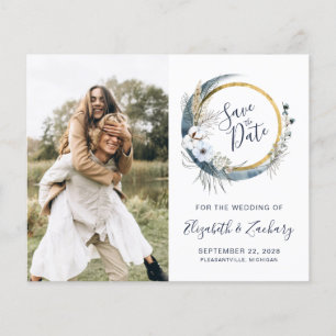 Papier Budget Photo Boho Bleu Floral Lune Enregistrer la