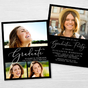 Papier Budget Photo Collage Graduation Party Invitation