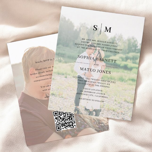 Papier Budget Photo Élégant Formel Code QR Mariage (Créateur téléchargé)