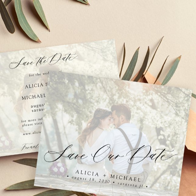 Papier Budget photo élégant mariage script enregistrer la (Créateur téléchargé)