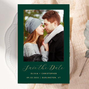 Papier Budget Photo Émeraude Vert Or Save the Date