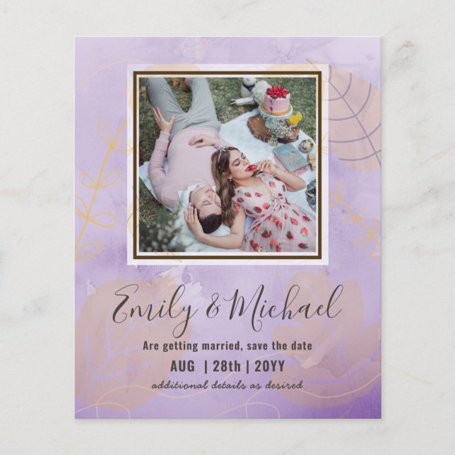 Papier Budget Photo Enregistrer la date Mariage Abstrait (Devant)