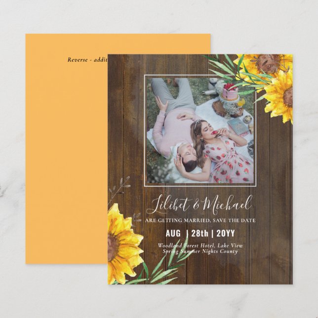 Papier BUDGET Photo Enregistrer la date ou Mariage tourne (Devant / Derrière)