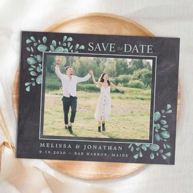 Papier Budget Photo Eucalyptus Mariage Enregistrer La Dat (Créateur téléchargé)