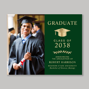 Papier Budget Photo Green Gold Graduation Faire-part