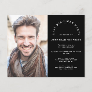 Papier Budget Photo Homme 21e anniversaire fête Invitatio