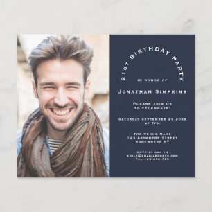 Papier Budget Photo Man 21e anniversaire Invitation de la