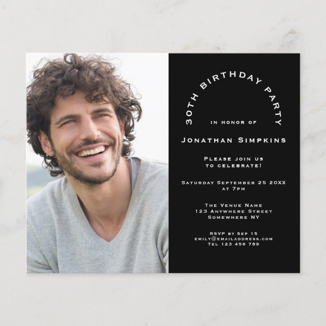 Papier Budget Photo Man 30e anniversaire fête Invitation  (Devant)
