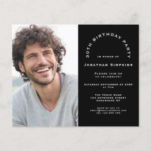 Papier Budget Photo Man 30e anniversaire fête Invitation 