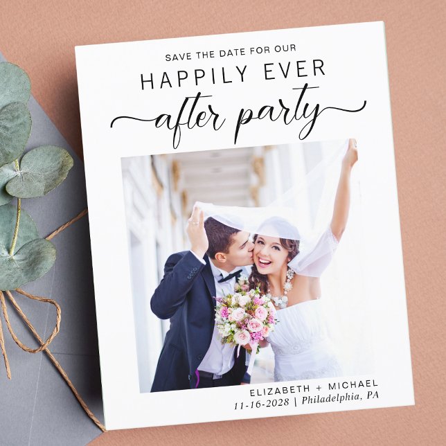Papier Budget Photo Mariage Réception Enregistrer La Date (A stylish save the date announcement for a reception to celebrate your elopement or private wedding)