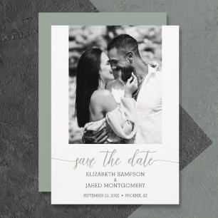 Papier Budget Photo Mariage Sage Vert Enregistrer La Date