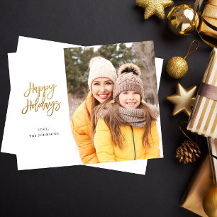 Papier Budget photo minimaliste avec Gold Happy Holidays