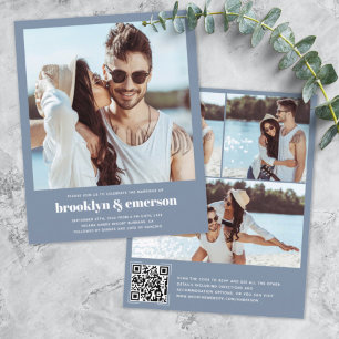 Papier Budget Photo moderne QR Code Faire-part de mariage