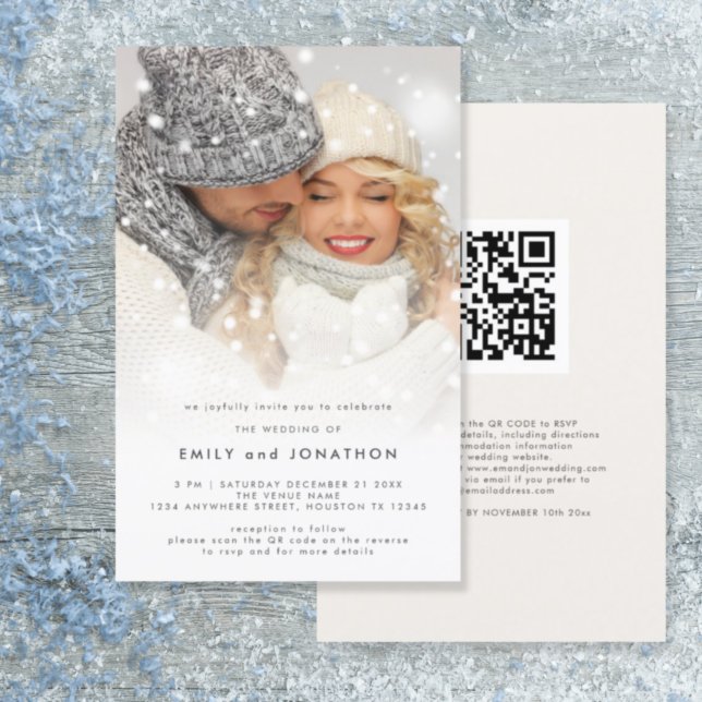 Papier Budget Photo Overlay QR Noel Mariage Invitation (Créateur téléchargé)