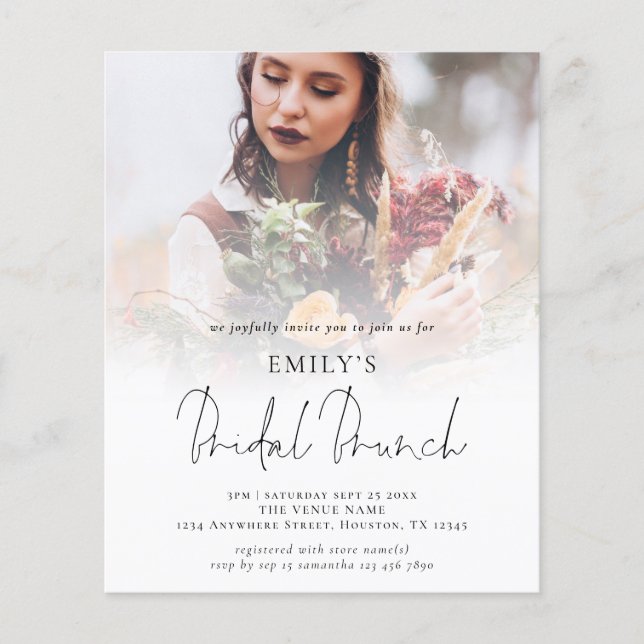 Papier Budget Photo Overlay Script Bridal Brunch Invitati (Devant)