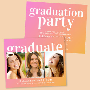 Papier Budget Photo Pink Graduation Party Invitation