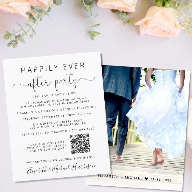 Papier Budget Photo QR Code Mariage Réception Invitation (Your love story deserves a grand celebration!)