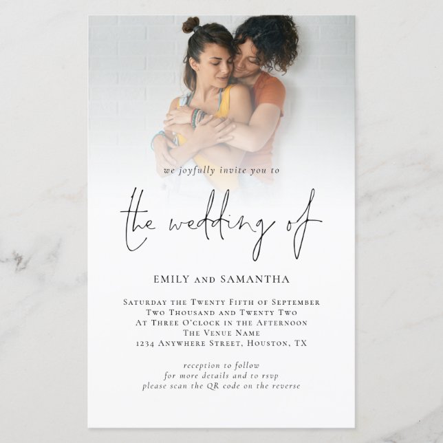 Papier Budget Photo QR Code Script Mariage lesbien (Devant)