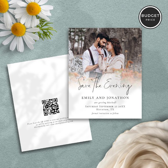 Papier Budget Photo QR Script Mariage Enregistrer La Soir (Front and back view)