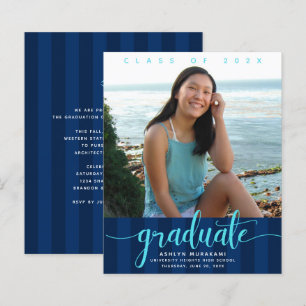 Papier Budget photo rayures de marine invitation de gradu