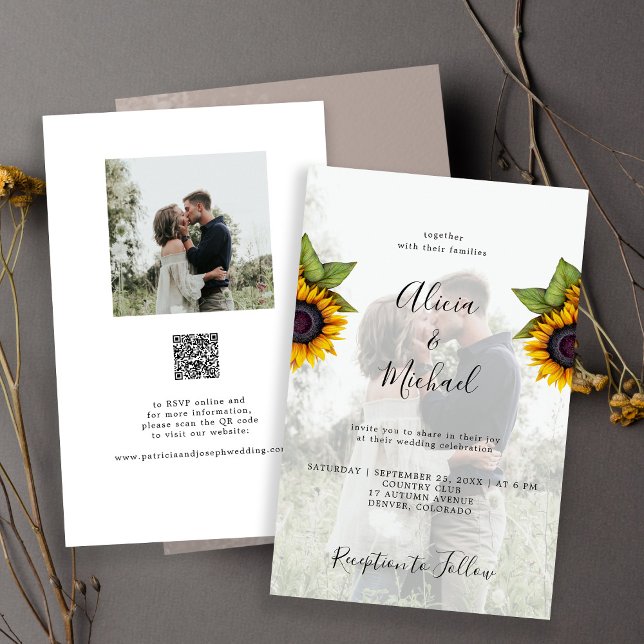 Papier Budget photo rustique QR RSVP faire-part de mariag (Créateur téléchargé)