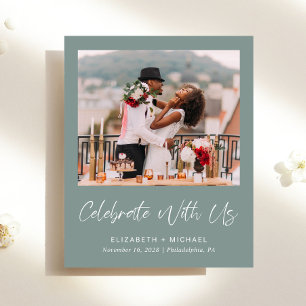 Papier Budget Photo Sage Vert Mariage Accueil Invitation