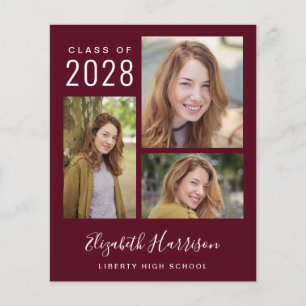 Papier Budget Photo Script Burgundy Graduation Party