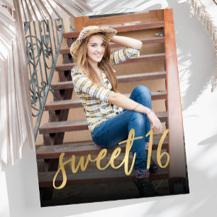 Papier Budget Photo Sweet 16 Anniversaire Fête Invitation