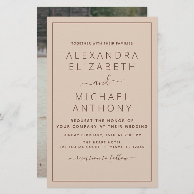 Papier Budget Photo Terracotta Boho Mariage Simple (Devant / Derrière)