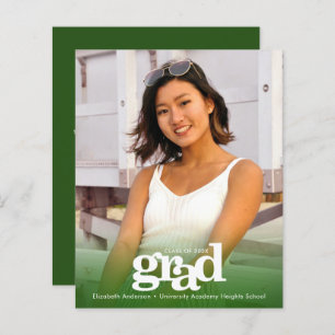 Papier Budget photo vert graduation moderne invitation