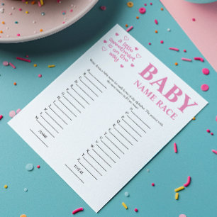 Papier Budget Pink Baby Name Race Baby shower Jeu