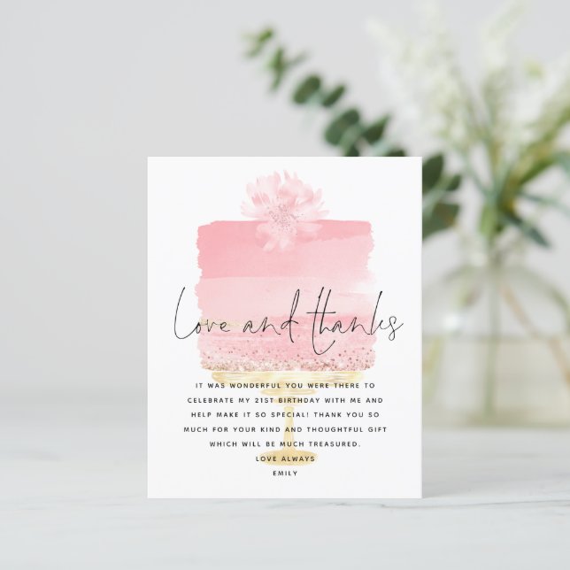 Papier Budget Pink Cake Script 21e anniversaire Merci (Debout devant)