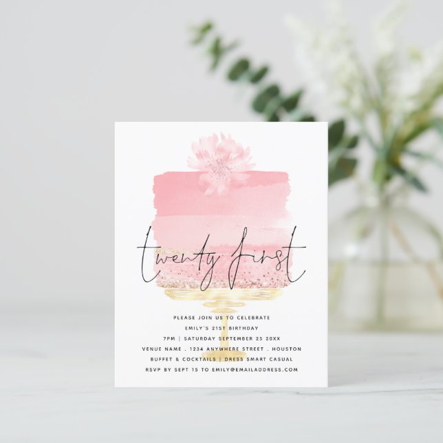 Papier Budget Pink Cake Script 21ème anniversaire Invitat (Debout devant)