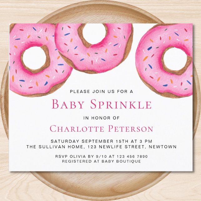 Papier Budget Pink Donuts Girl Baby Sprinkle Invitation (Créateur téléchargé)