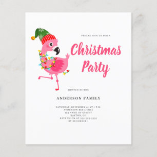 Papier Budget Pink Flamingo Christmas Party Invitation
