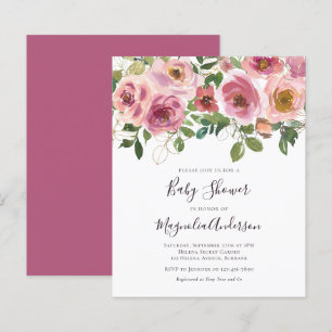 Papier BUDGET Pink Floral Baby shower Invitation