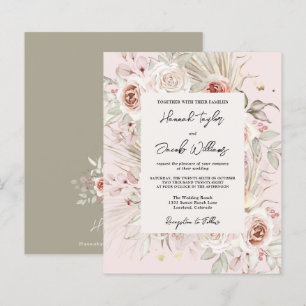 Papier Budget PInk Floral Boho Rustic Faire-part de maria