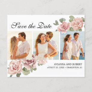 Papier Budget Pink Floral Photo Enregistrer la date