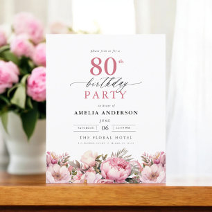 Papier Budget Pink Garden Floral 80e Invitation anniversa