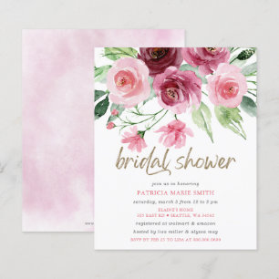 Papier Budget Pink Gold Burgundy Floral Fête des mariées